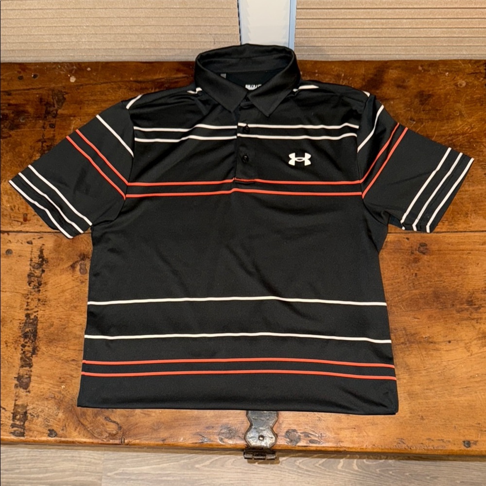 Under Armour Black and Red Performance Polo